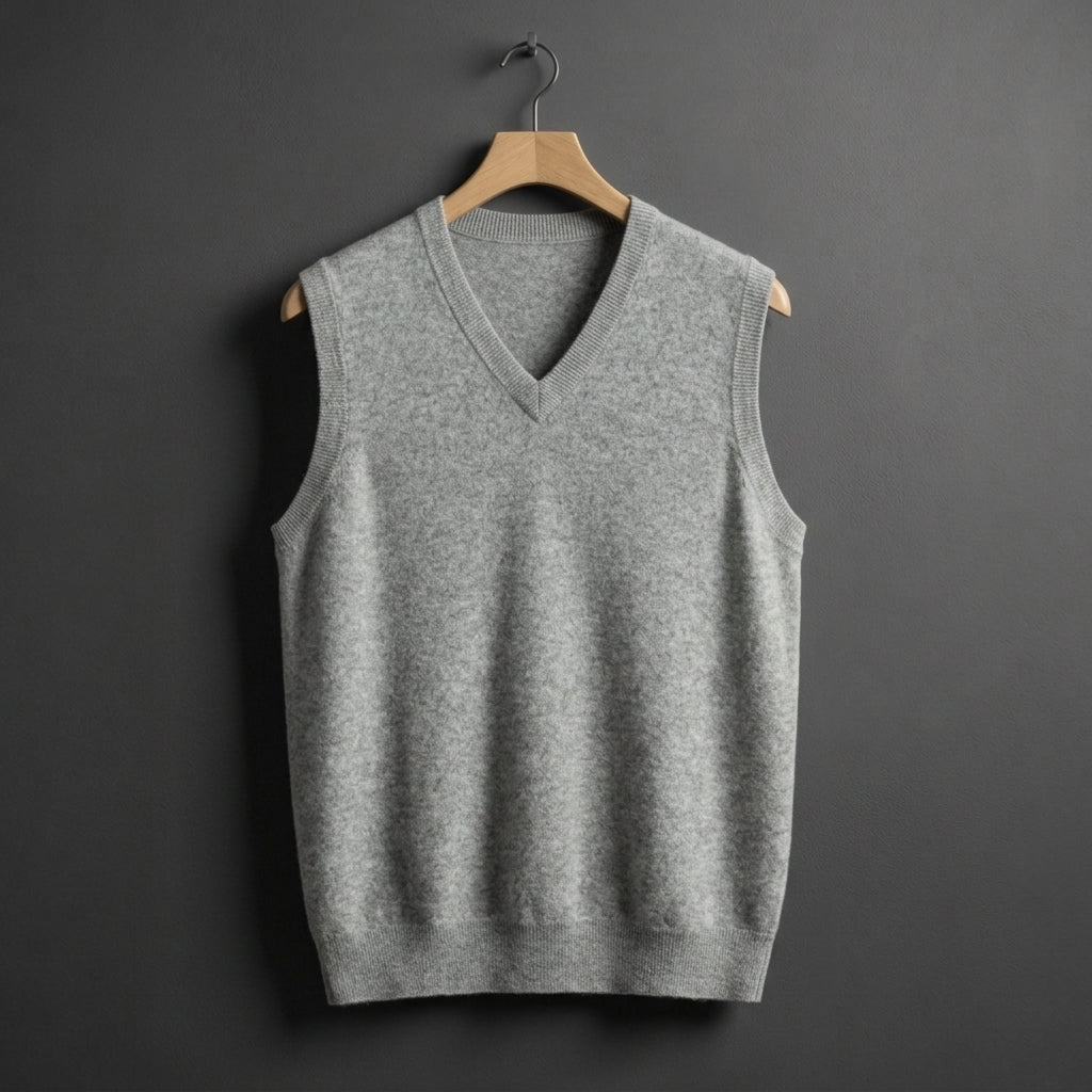 Cashmere Blend V-Neck Vest — Soft Luxury Layering Piece 4