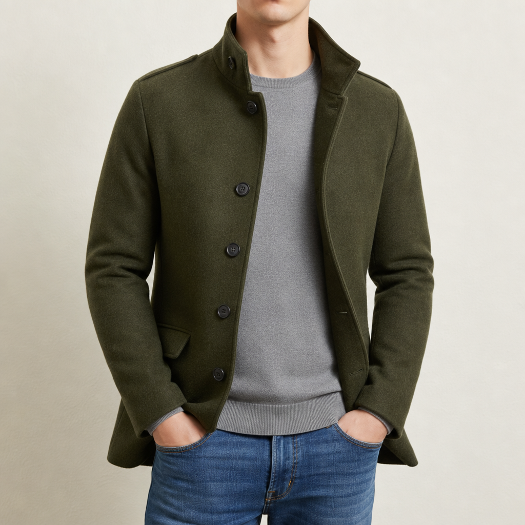 Slim Wool Blend Coat — Tailored Lapel Single-Breasted 3