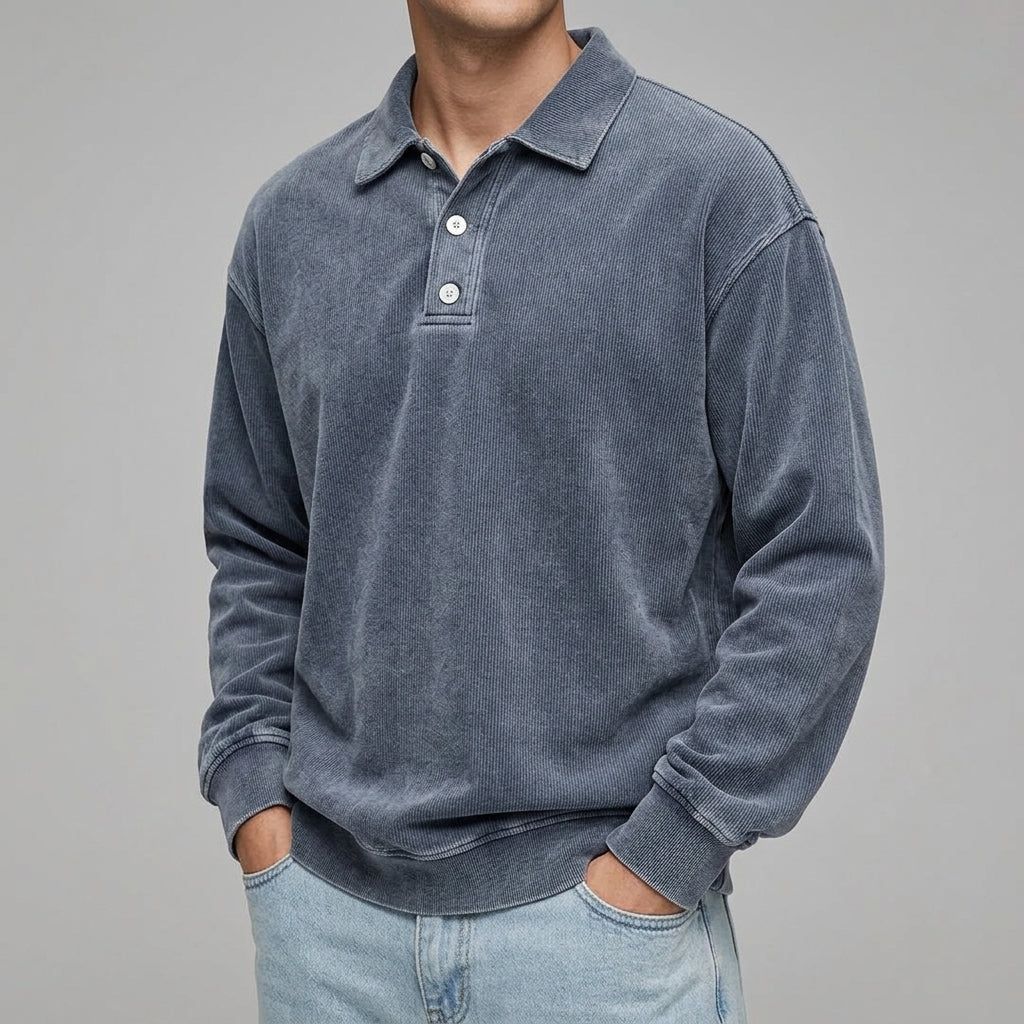 Men's Wool Blend Long Sleeve Polo – Warm Layering Shirt 11