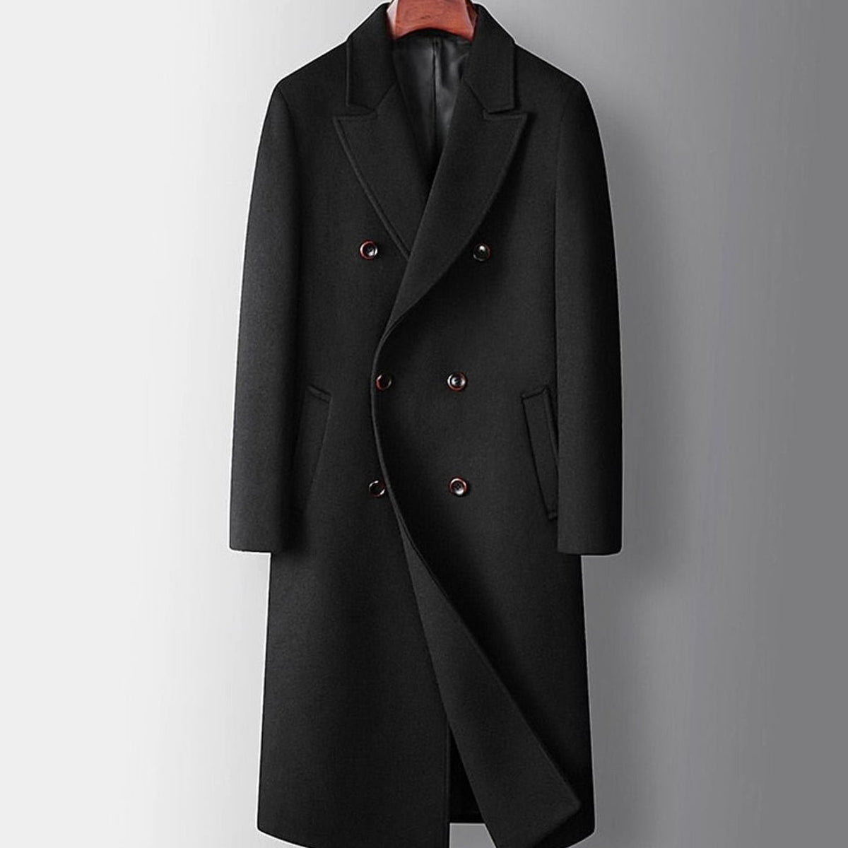 Men's Double-Breasted Wool Overcoat — Long Tailored Coat 5