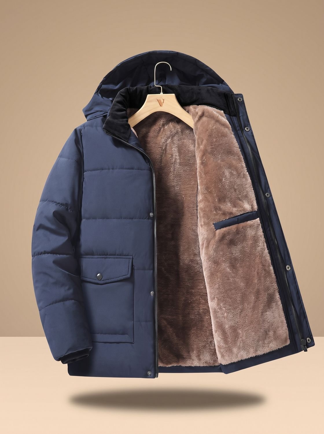 Men's Fleece-Lined Quilted Puffer Jacket — Hooded & Warm 1