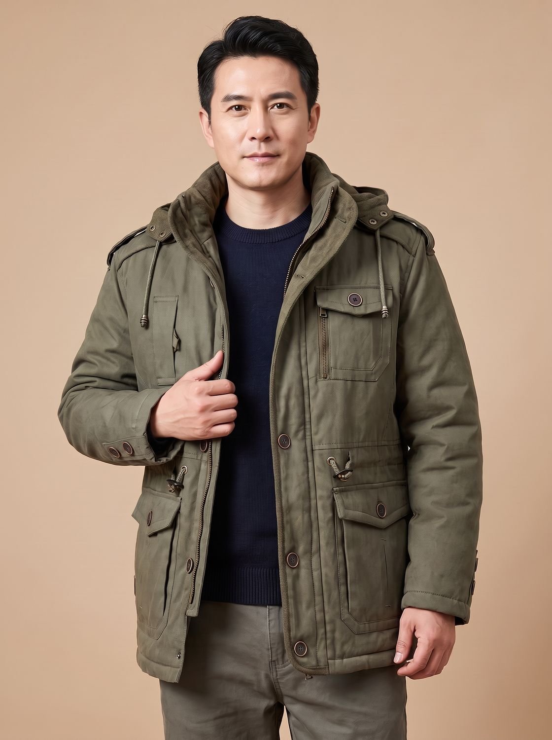 Men's Insulated Military Parka — Hooded Multi-Pocket Jacket 9