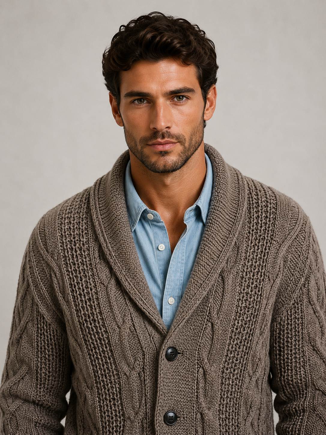 Hover Brothers - Men's - Wool-Blend Cable Knit Cardigan