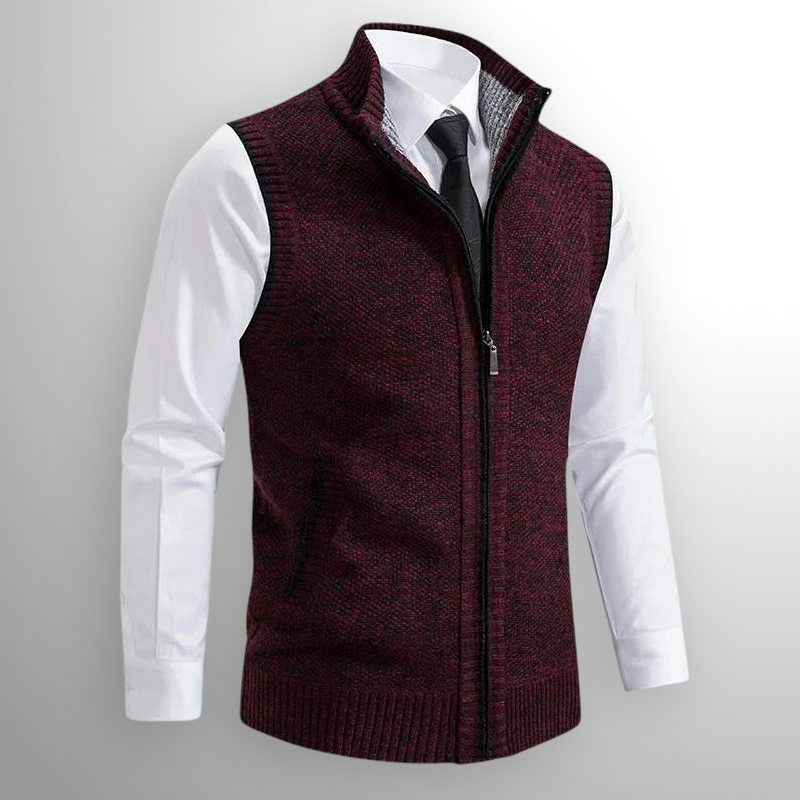 Men's Full-Zip Lambswool Vest — Fold-Down Collar 9