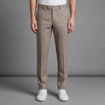 Herringbone Wool-Cotton Trousers — Tailored Straight Leg 1