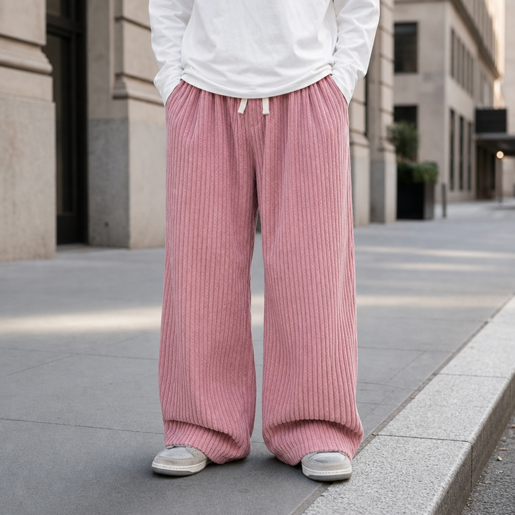 Wide Leg Corduroy Pants — Oversized Cotton Blend Fit 1