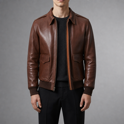 A-2 Faux Leather Bomber Jacket — Heritage Flight Style 1