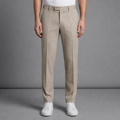 Herringbone Wool-Cotton Trousers — Tailored Straight Leg 2