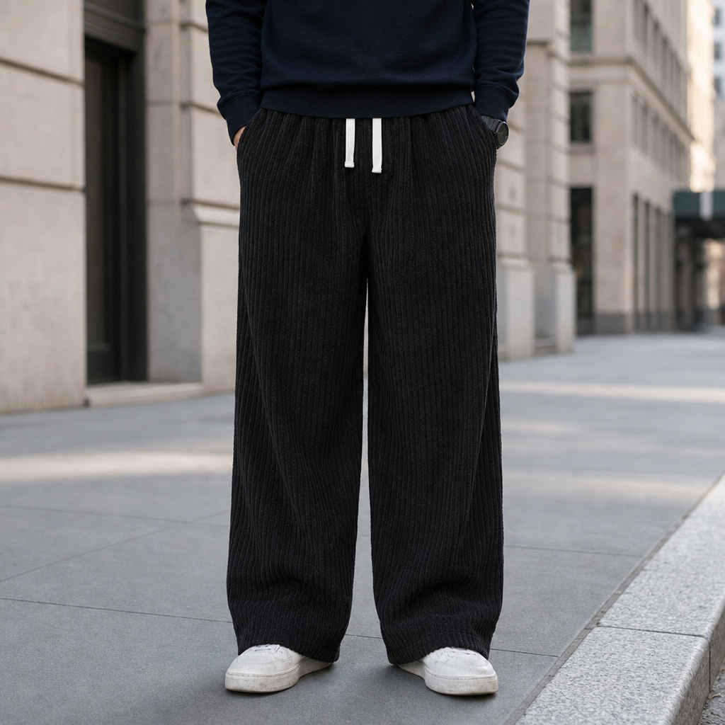 Wide Leg Corduroy Pants — Oversized Cotton Blend Fit 2