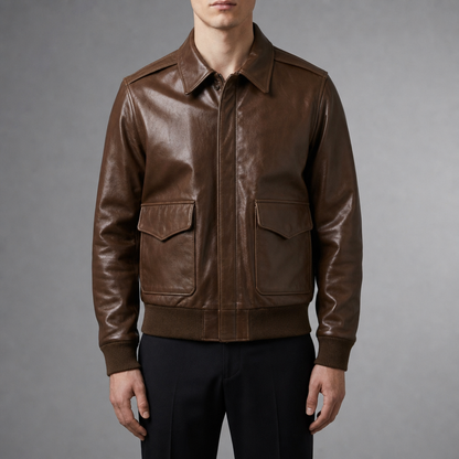 A-2 Faux Leather Bomber Jacket — Heritage Flight Style 2
