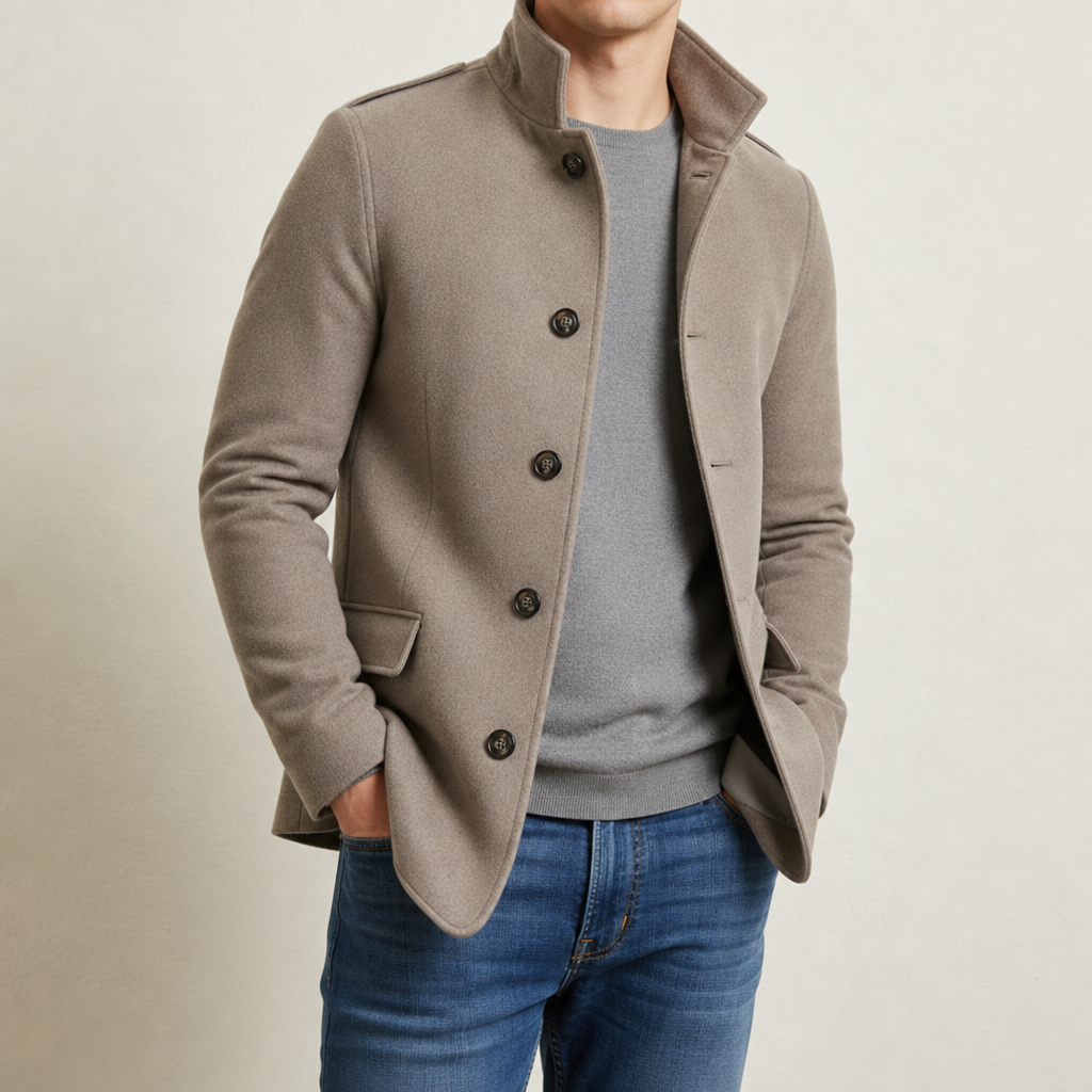 Slim Wool Blend Coat — Tailored Lapel Single-Breasted 2
