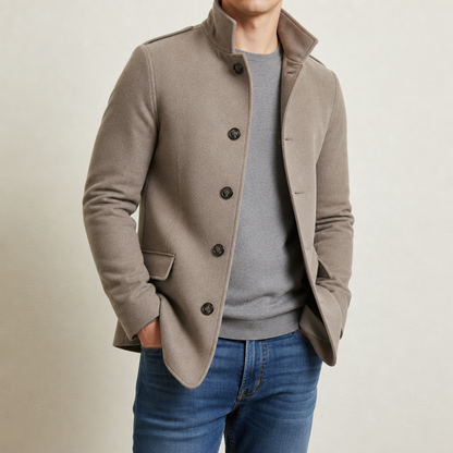 Slim Wool Blend Coat — Tailored Lapel Single-Breasted 2