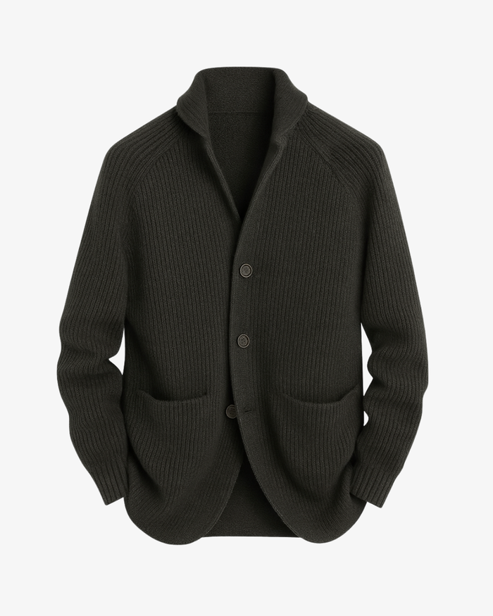 Elliot Tailored Button-Front Knit Cardigan