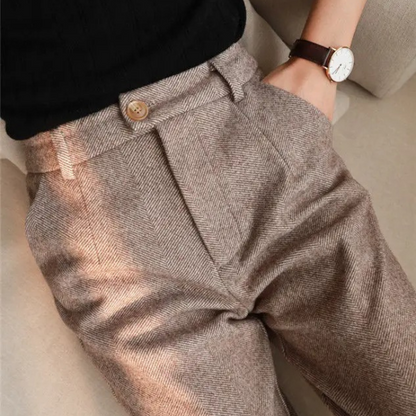 Harrow Herringbone Wool Trousers — Tailored Fit Men's Pants 4