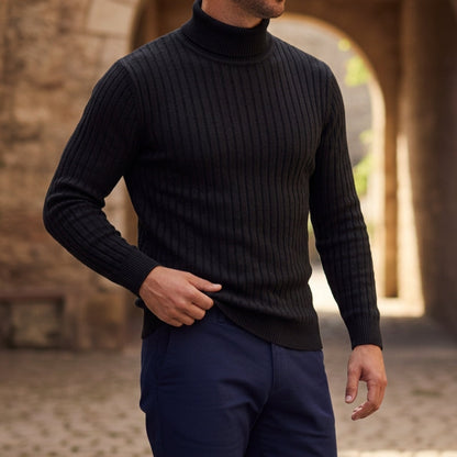 Striped Turtleneck Sweater — Soft Cotton Blend Pullover 10