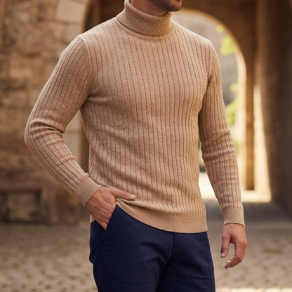 Striped Turtleneck Sweater — Soft Cotton Blend Pullover 2