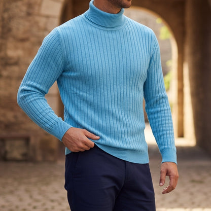 Striped Turtleneck Sweater — Soft Cotton Blend Pullover 3