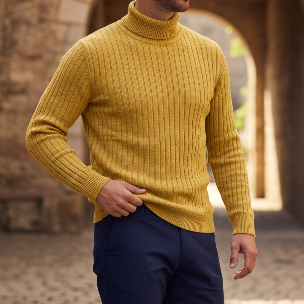 Striped Turtleneck Sweater — Soft Cotton Blend Pullover 4