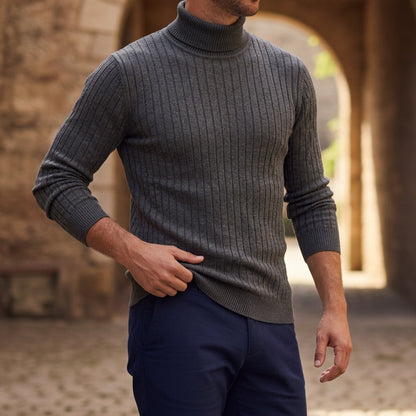 Striped Turtleneck Sweater — Soft Cotton Blend Pullover 9