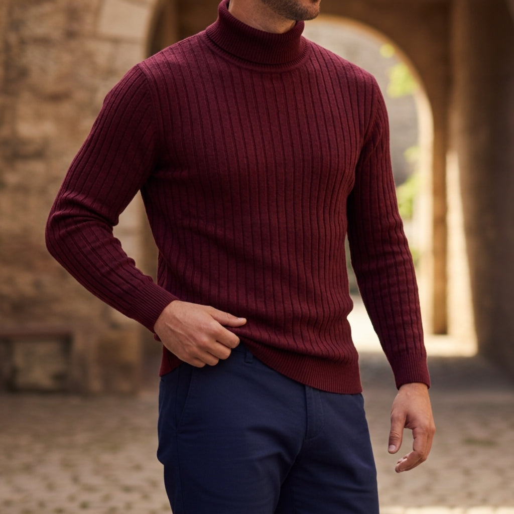 Striped Turtleneck Sweater — Soft Cotton Blend Pullover 6