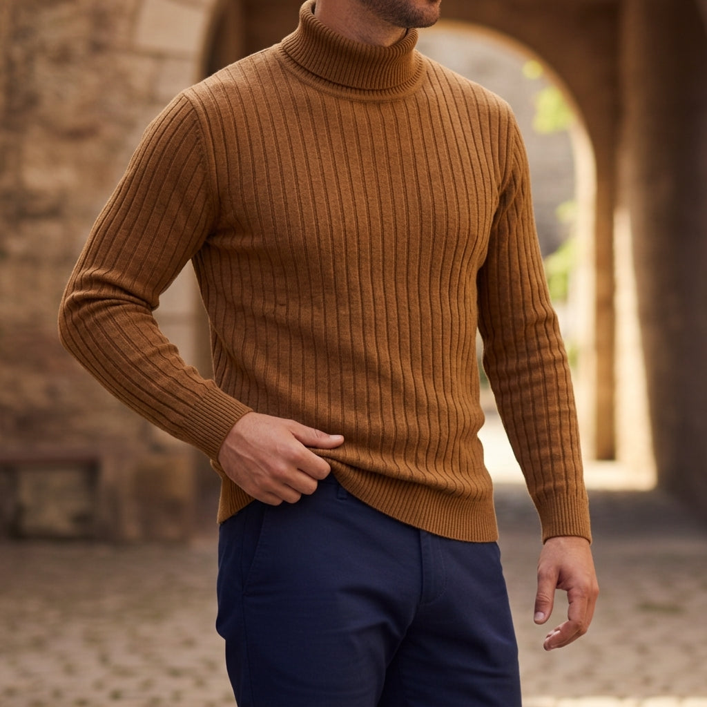 Striped Turtleneck Sweater — Soft Cotton Blend Pullover 8
