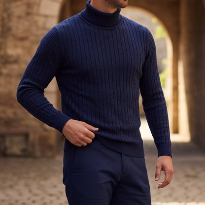 Striped Turtleneck Sweater — Soft Cotton Blend Pullover 7