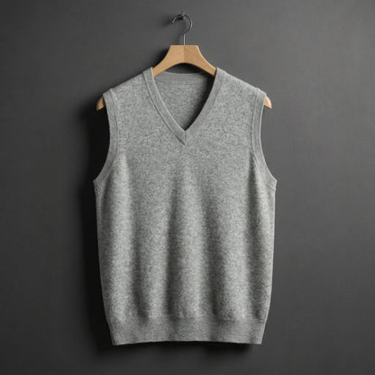 Cashmere Blend V-Neck Vest — Soft Luxury Layering Piece 4