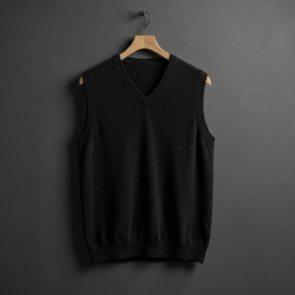 Cashmere Blend V-Neck Vest — Soft Luxury Layering Piece 3