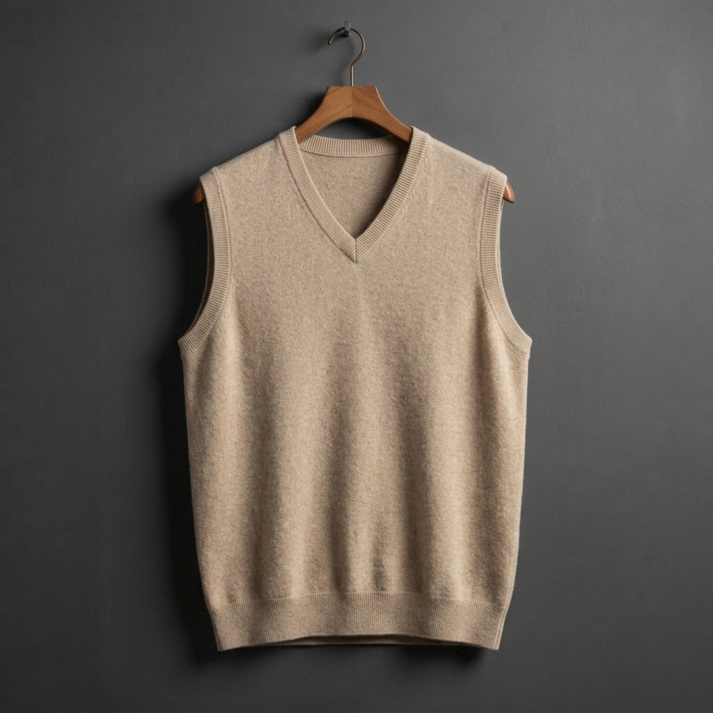 Cashmere Blend V-Neck Vest — Soft Luxury Layering Piece 1