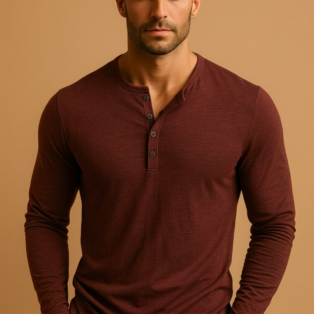 Krakow Henley Shirt — Slim Fit Long Sleeve Casual Top 7
