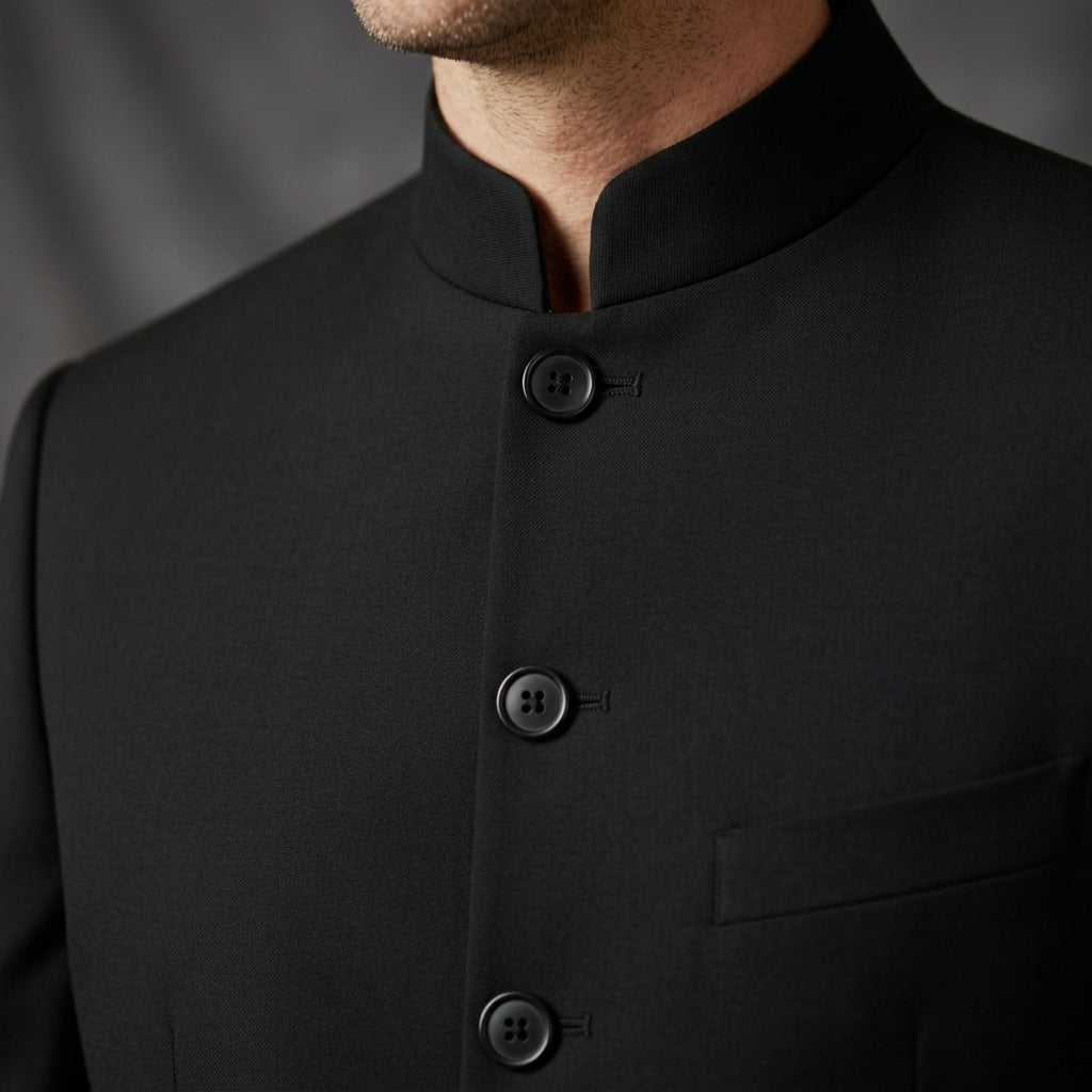 Monaco Stand Collar Blazer — Slim Fit Structured Jacket 4