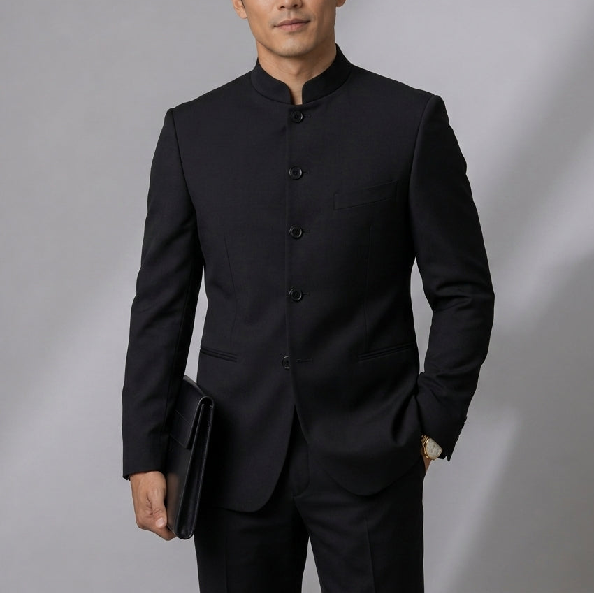 Monaco Stand Collar Blazer — Slim Fit Structured Jacket 3