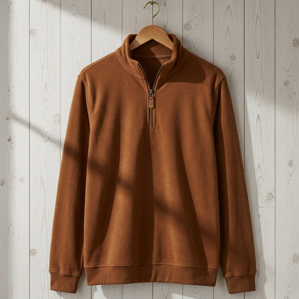 Fleece Quarter-Zip Pullover — Soft Cotton Blend, 7 Colors 1