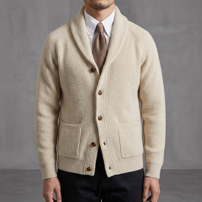 Raglan Shawl Collar Knitted Cardigan — Relaxed Fit Premium Knit