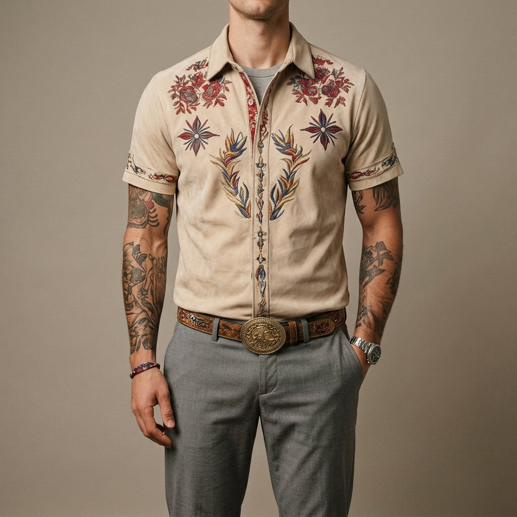 Rodeo Embroidered Western Shirt — Cotton Short Sleeve Top 2