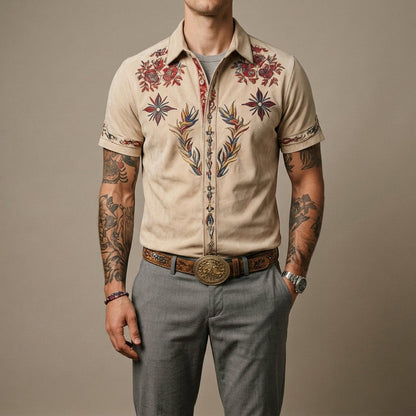 Rodeo Embroidered Western Shirt — Cotton Short Sleeve Top 2