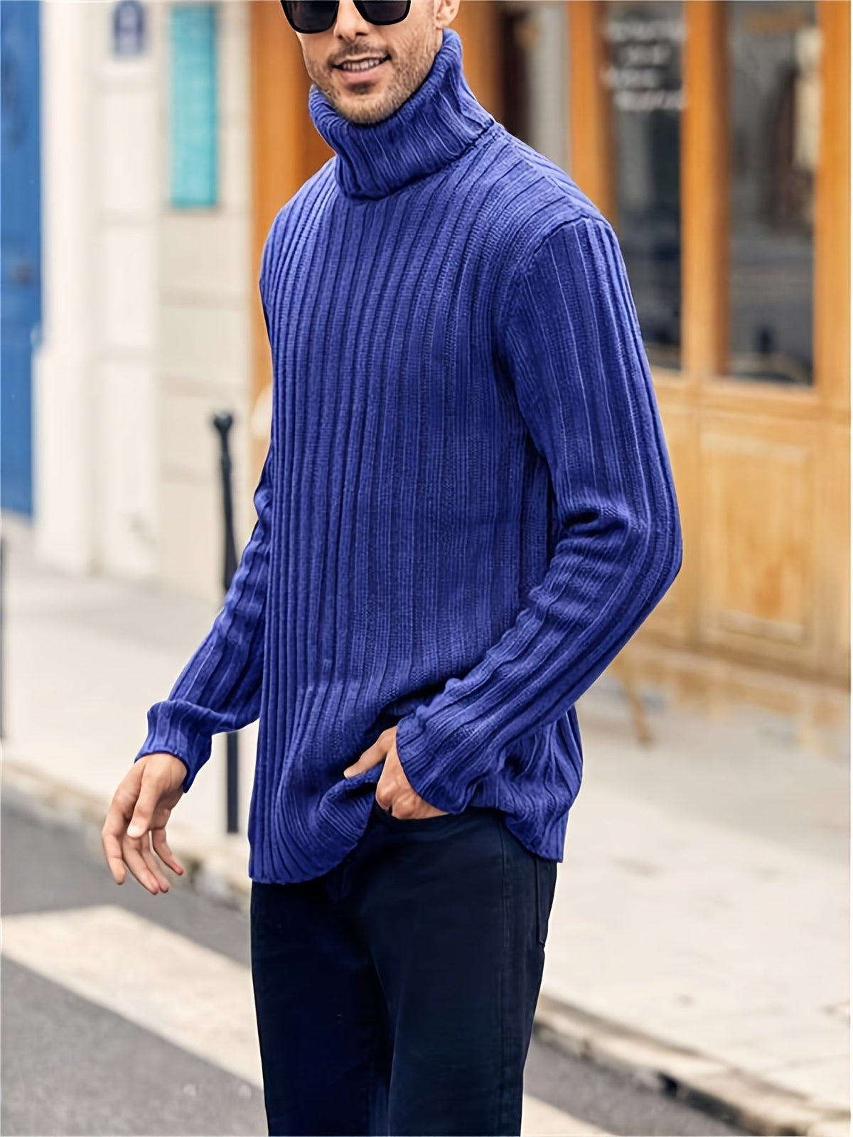 Ribbed Pullover Sweater — Relaxed High-Neck Comfort Knit 15