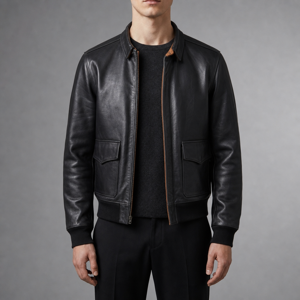 A-2 Faux Leather Bomber Jacket — Heritage Flight Style 3
