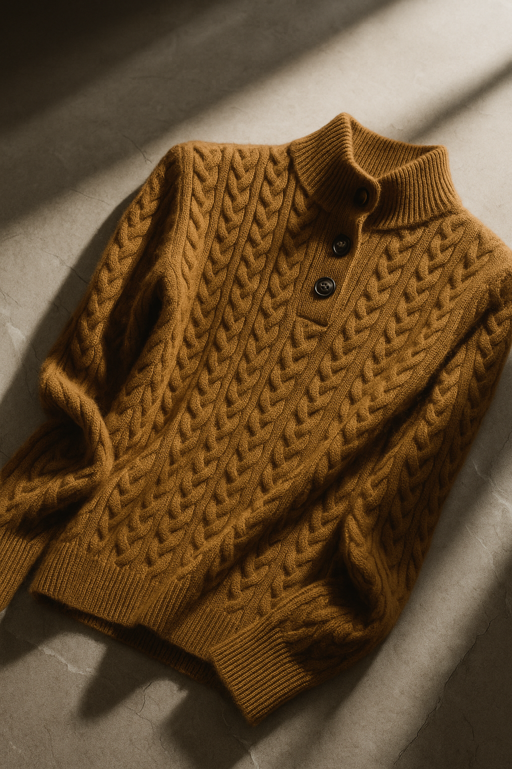 Cable Knit Women's Sweater — Button Collar Regular Fit 19