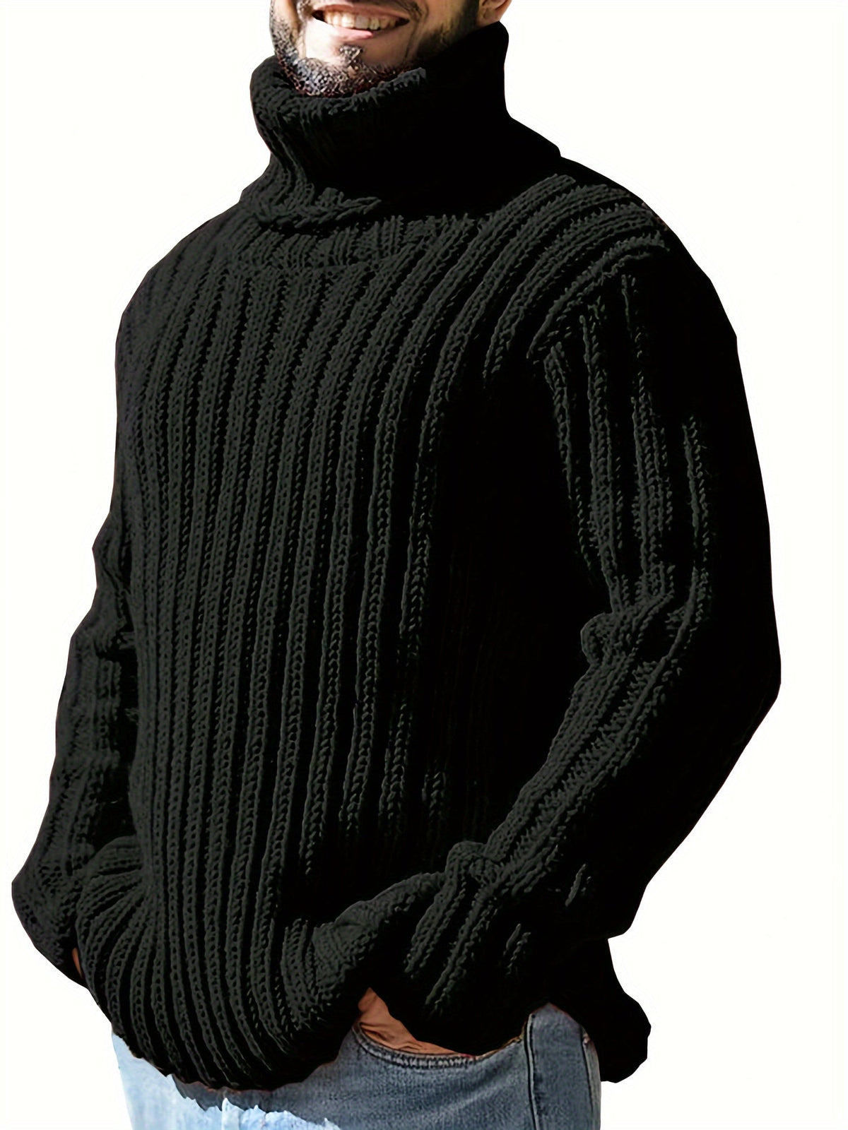 Ribbed Pullover Sweater — Relaxed High-Neck Comfort Knit 12