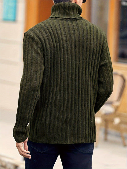 Ribbed Pullover Sweater — Relaxed High-Neck Comfort Knit 20