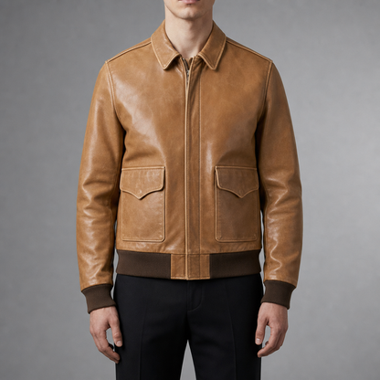 A-2 Faux Leather Bomber Jacket — Heritage Flight Style 4