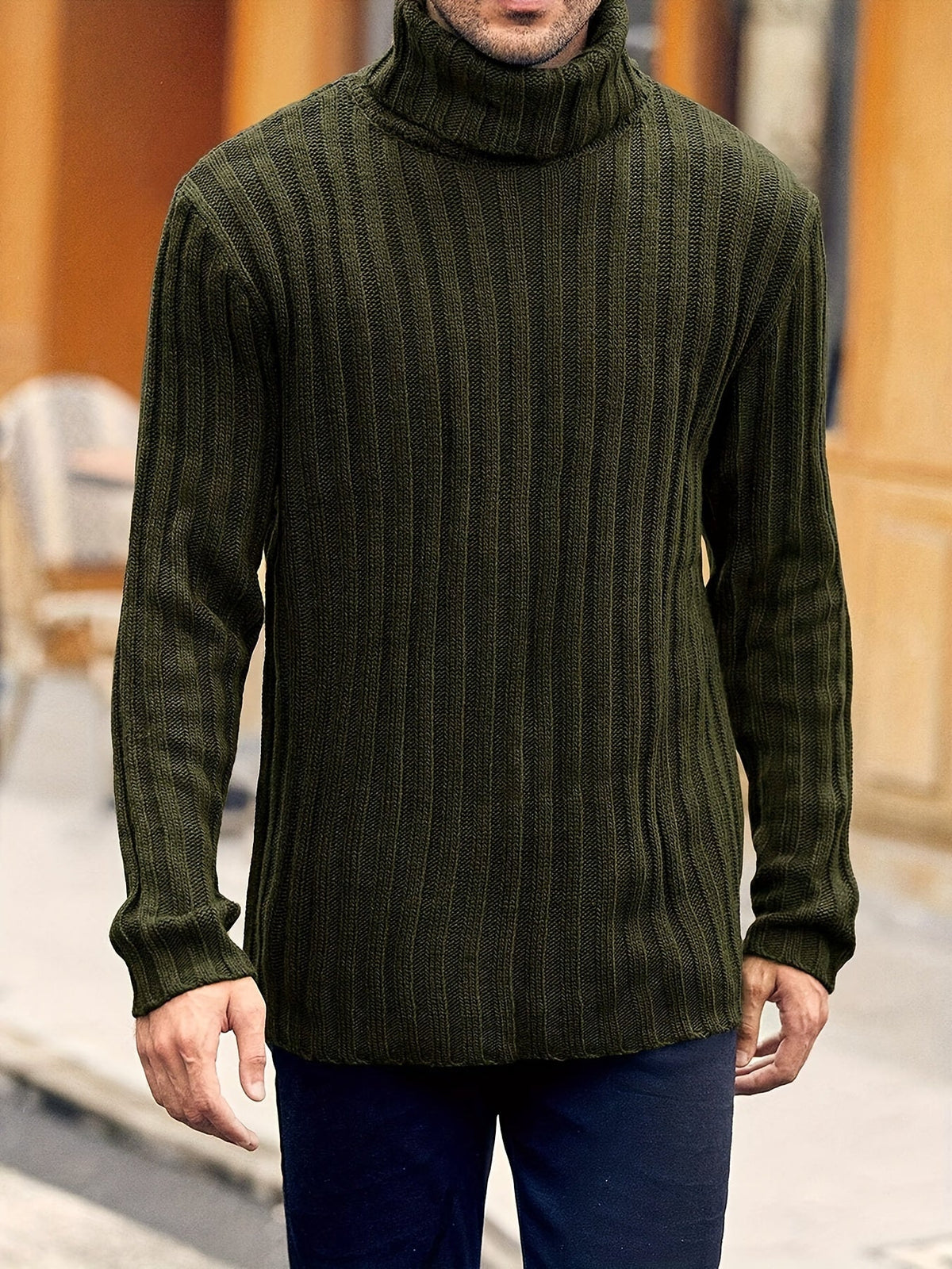 Ribbed Pullover Sweater — Relaxed High-Neck Comfort Knit 21