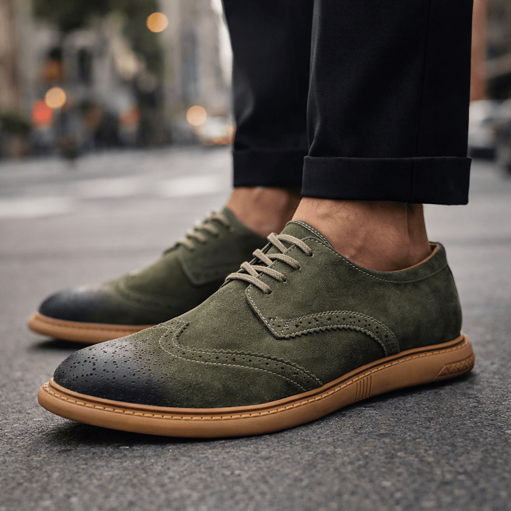 Men's Suede Brogue Lace-Up Dress Shoes — Cushioned Fit 1