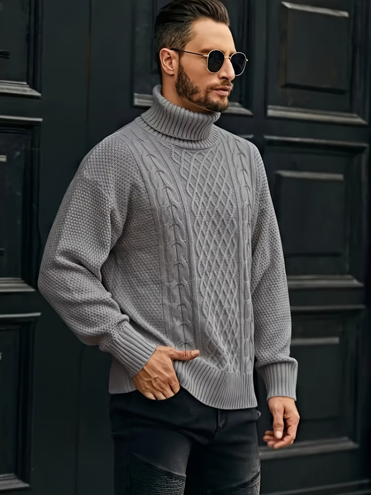 Ambrose Cable-Knit Turtleneck Sweater — Classic Cozy Fit 17