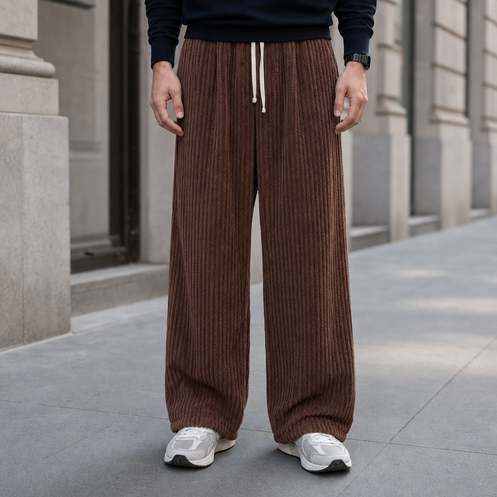 Wide Leg Corduroy Pants — Oversized Cotton Blend Fit 5
