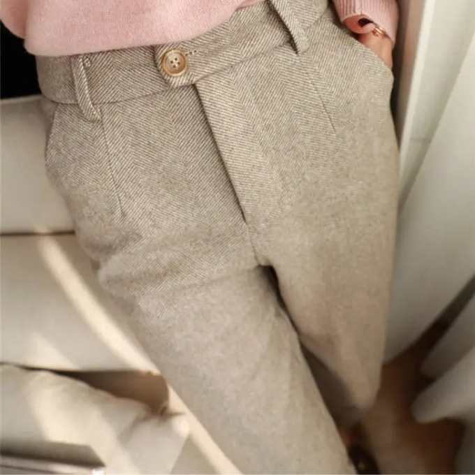 Harrow Herringbone Wool Trousers — Tailored Fit Men's Pants 7