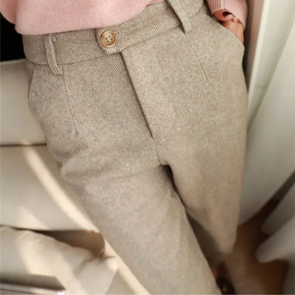 Harrow Herringbone Wool Trousers — Tailored Fit Men's Pants 7