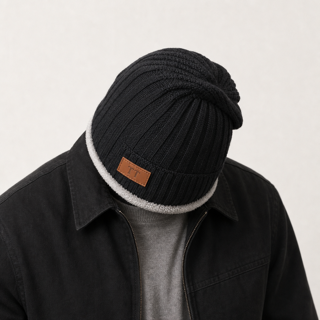 Ribbed Fleece-Cuff Beanie — Soft Stretch Knit Winter Hat 3