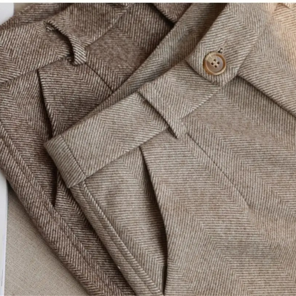 Harrow Herringbone Wool Trousers — Tailored Fit Men's Pants 13